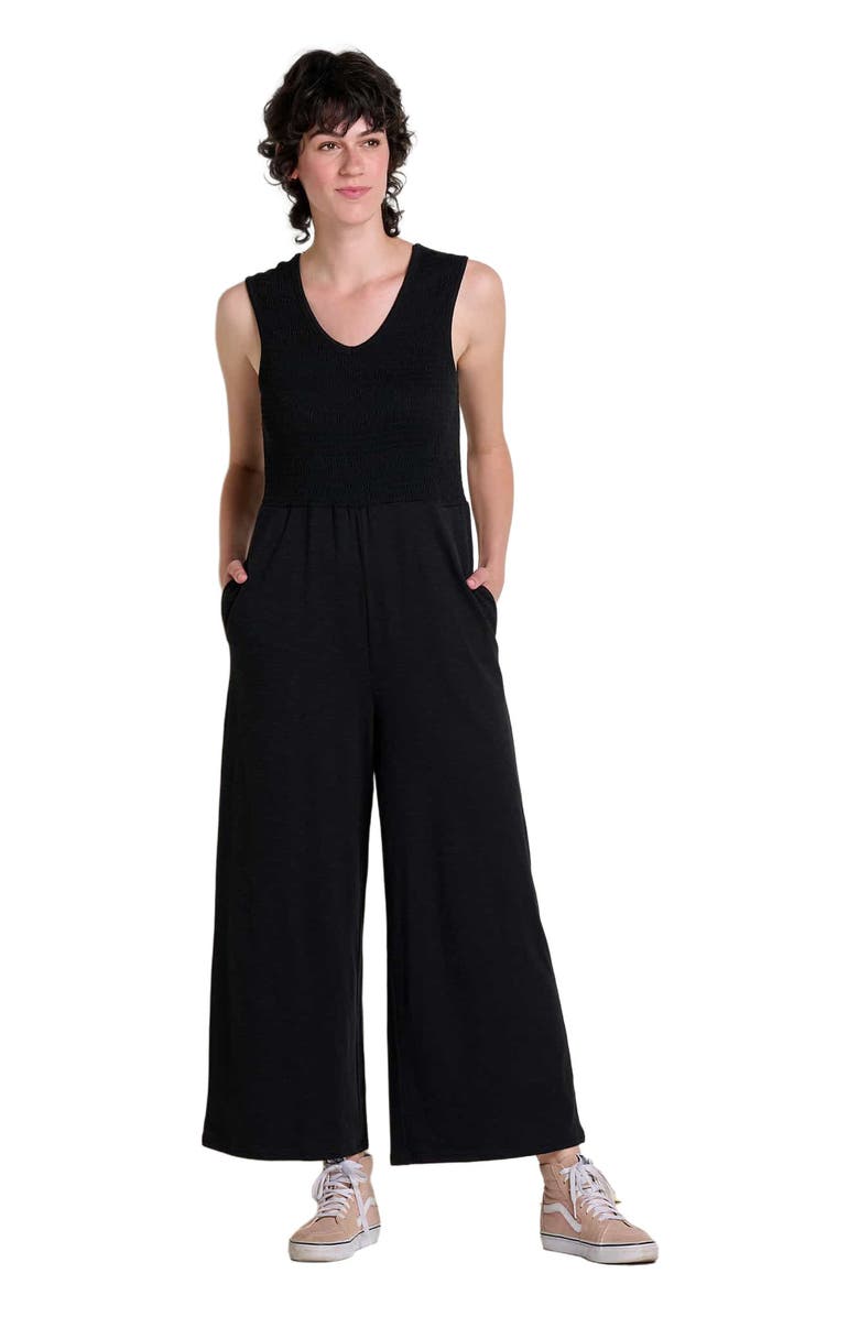Toad & Co Gemina V-Neck Sleeveless Jumpsuit, Main, color, Black