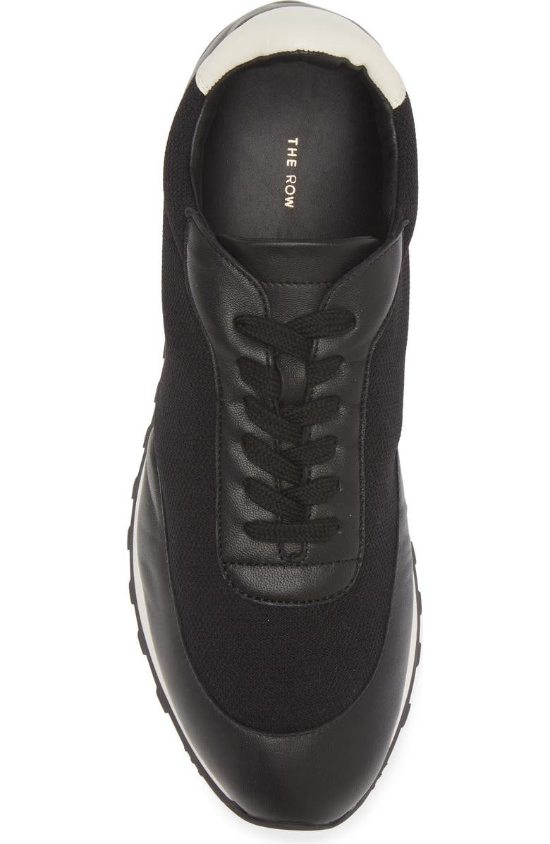 The Row Owen Leather & Mesh Sneaker, Alternate, color, Black/White/Black