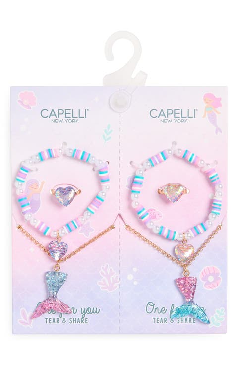 Kids' Tear & Share 6-Piece Bracelet, Ring & Necklace Set