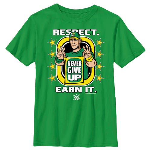 Wwe Boy's John Cena Respect Earn It Graphic T-shirt In Green
