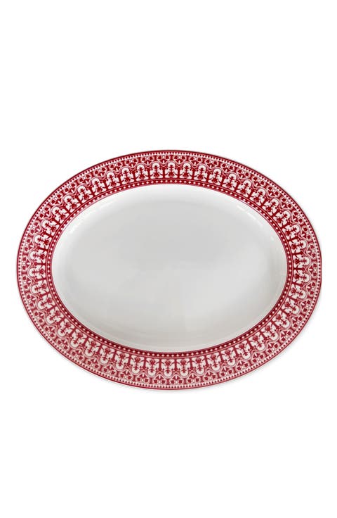 Casablanca Crimson Rimmed Oval Platter - Porcelain