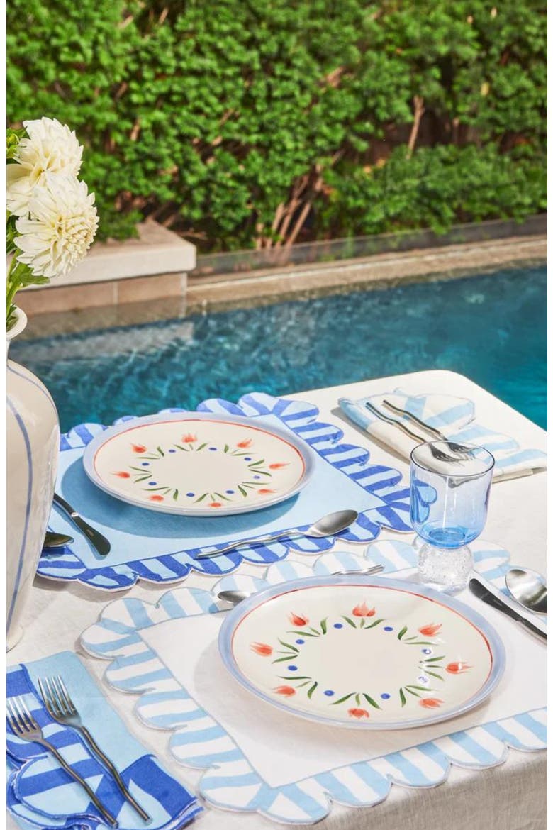 Jardin Set of 4 Stripe Linen Placemats, Alternate, color, BLUE