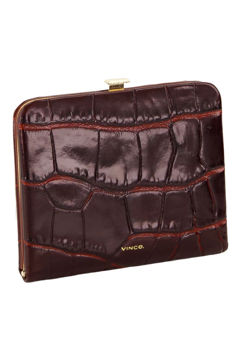 Croc Embossed Small Frame Wallet, Alternate, color, BLACK ROSE
