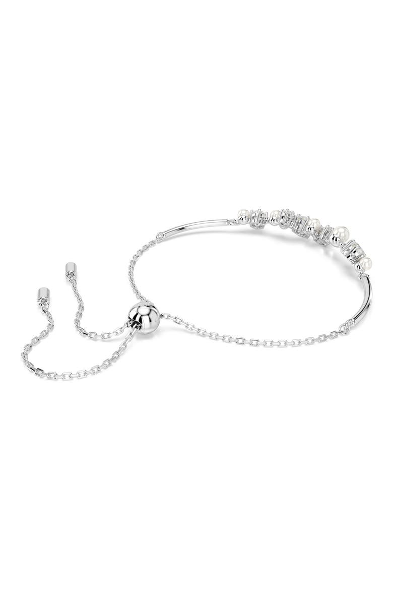 Constella Crystal & Faux Pearl Slider Bracelet, Alternate, color, WHITE GOLD