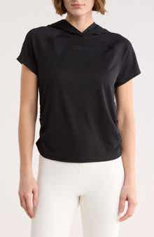 DKNY Ruched Short Sleeve Hooded T-Shirt