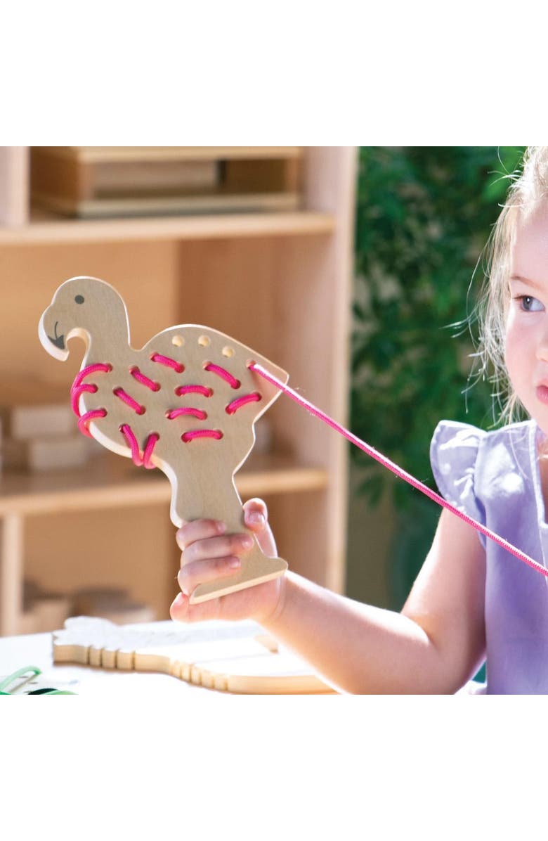 Kaplan Early Learning Company Safari Wooden Lacing Animals - Set of 5, Alternate, color, Multicolor