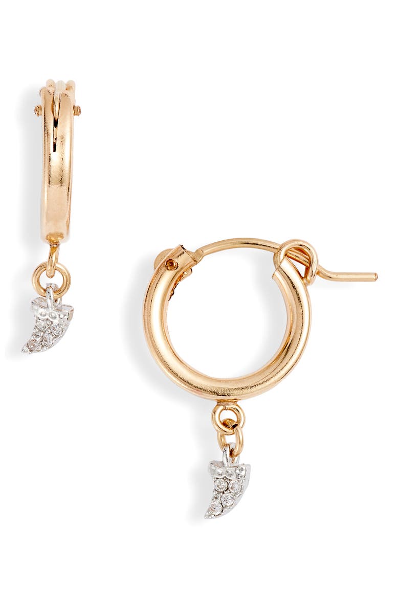 Horn Hoop Huggie Earrings, Main, color, GOLD
