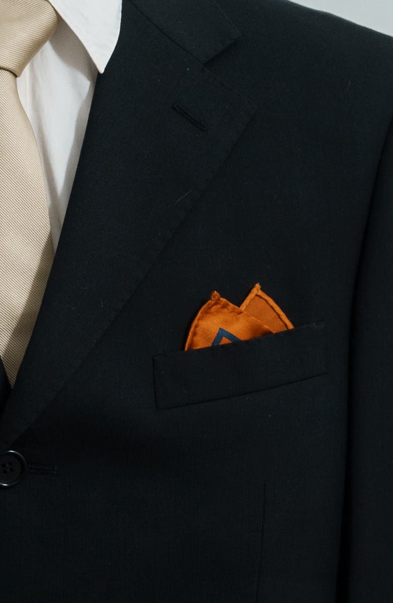 Lost Pattern Noir Floral Silk Pocket Square, Alternate, color, Orange