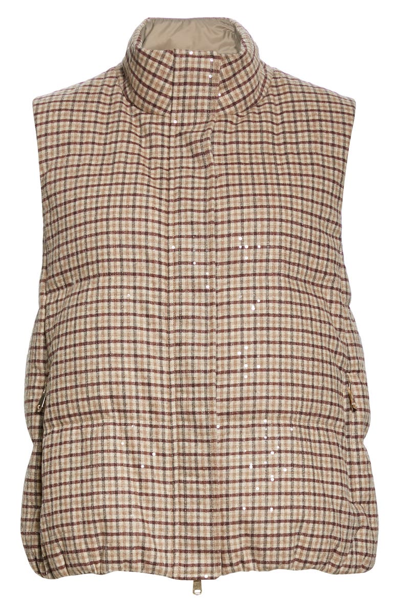 Brunello Cucinelli Check Down Quilted Vest, Alternate, color, 