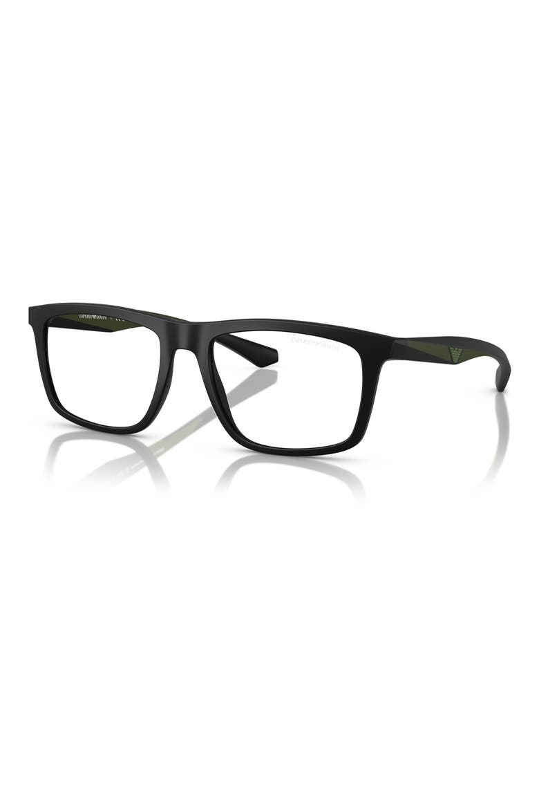 55mm Square Optical Glasses, Alternate, color, MATTE BLACK / CLEAR