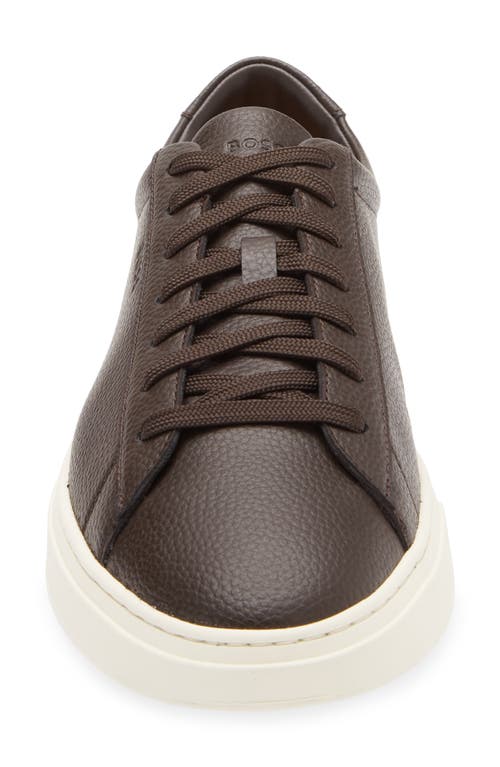 Hugo Boss Low-top Trainers In Grained Faux Leather In Brown