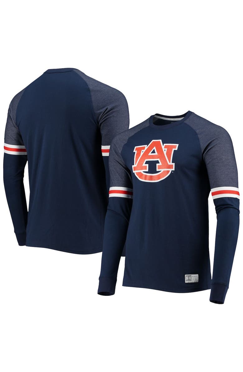 Under Armour Men's Under Armour Navy Auburn Tigers Game Day Sleeve Stripe Raglan Long Sleeve T-Shirt, Main, color, 