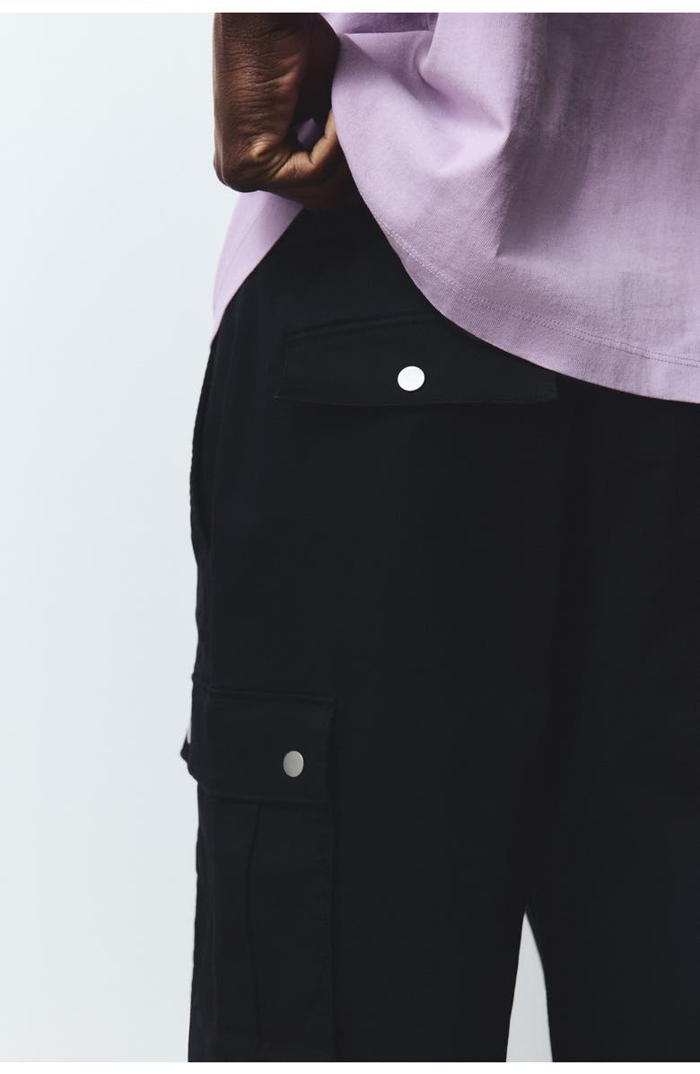 H&M Loose Fit Cargo Trousers, Alternate, color, Black