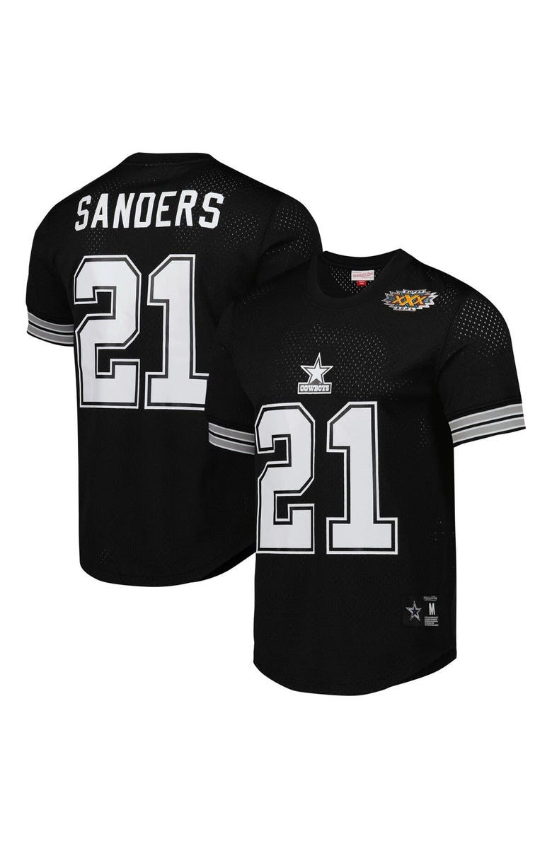 Mitchell & Ness Men's Mitchell & Ness Deion Sanders Black Dallas Cowboys Retired Player Name & Number Mesh Top, Alternate, color, 