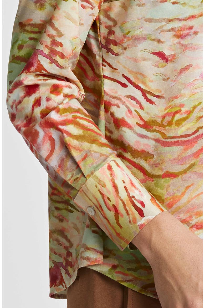 Mary Watercolor Zebra Cotton Button-Up Shirt, Alternate, color, MULTI