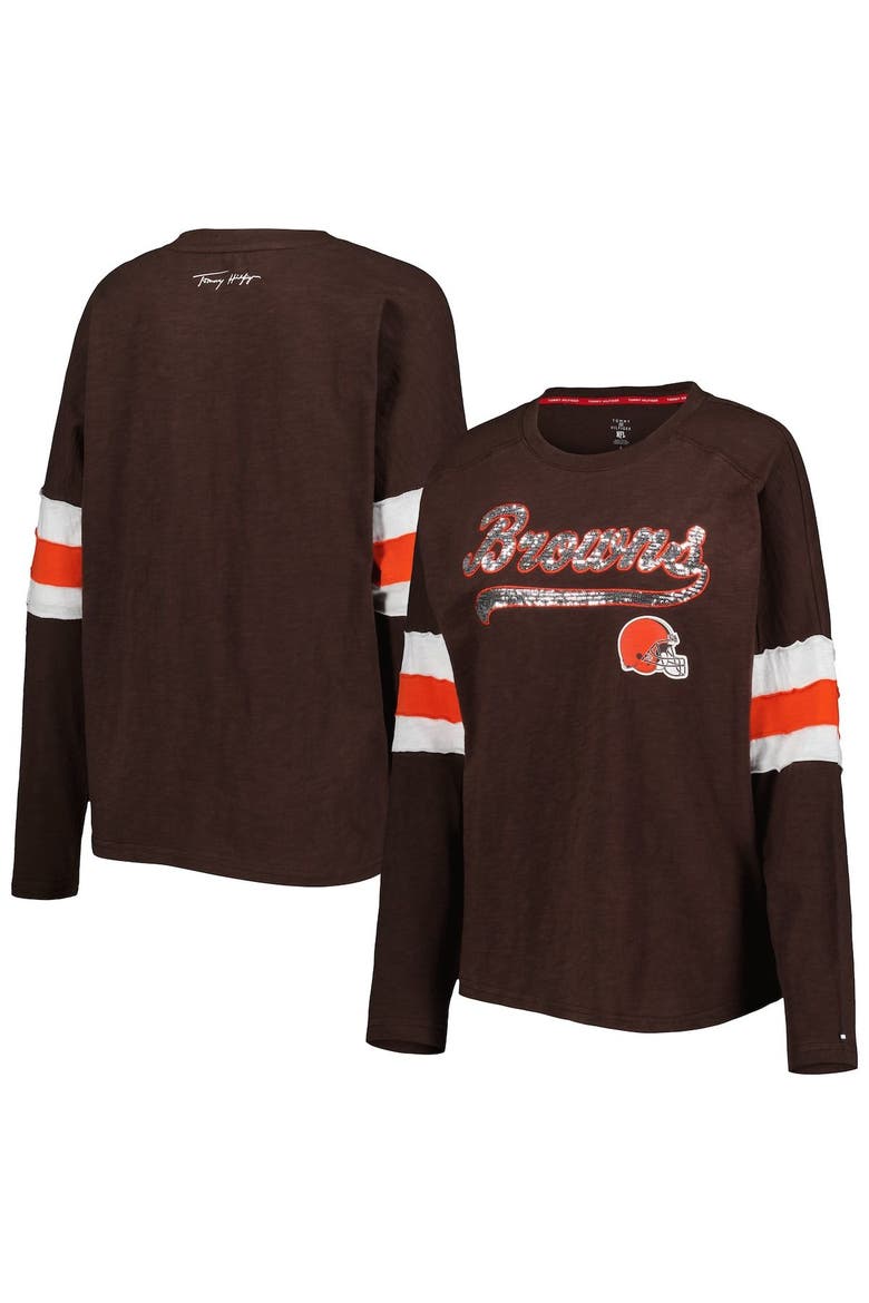 Women's Tommy Hilfiger Brown Cleveland Browns Justine Long Sleeve Tunic T-Shirt, Main, color, Brown