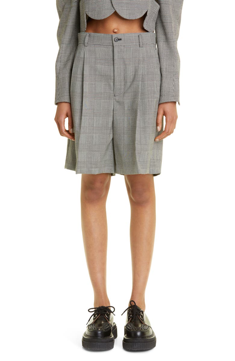 Noir Kei Ninomiya Women's Check Wool Tweed Shorts, Main, color,