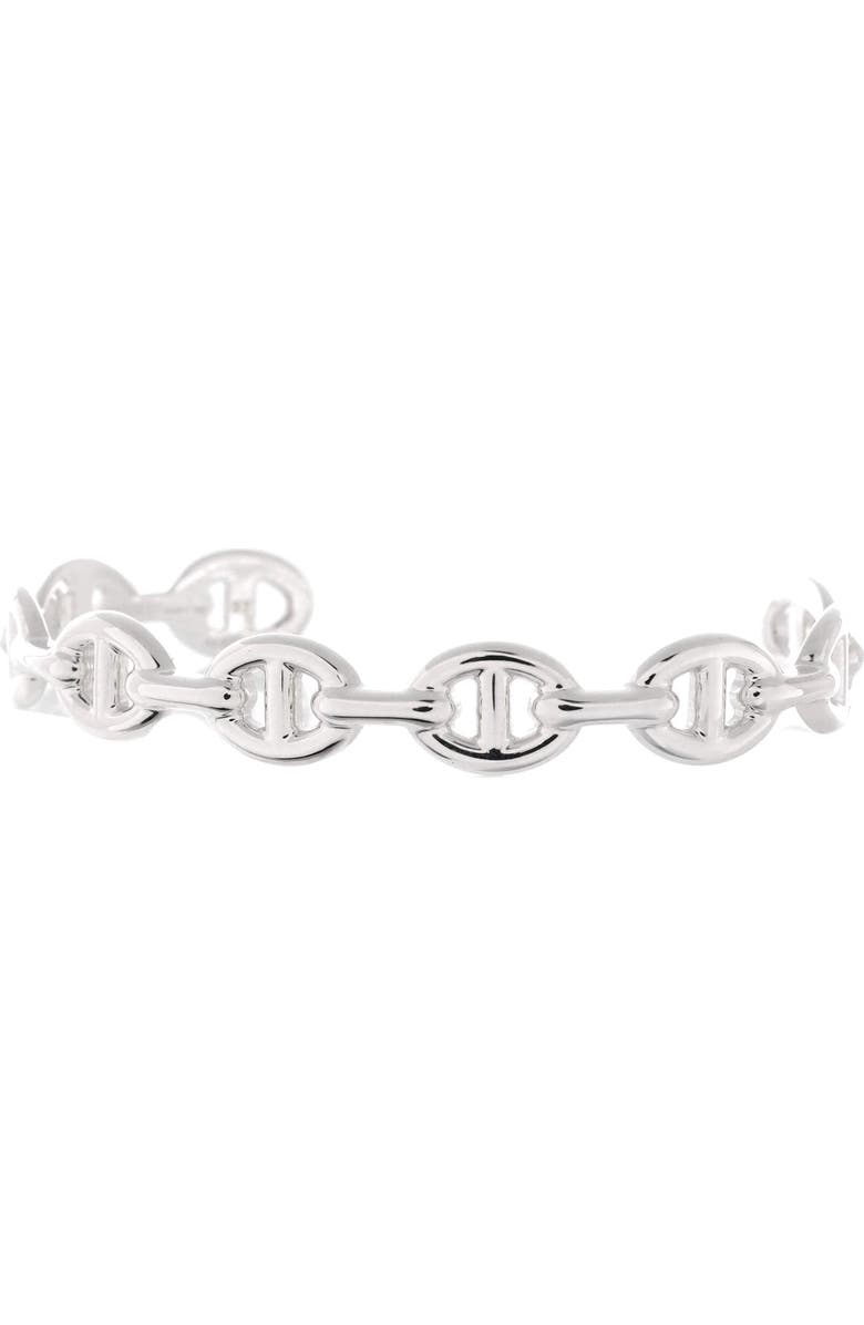 Pre-Owned Hermes Chaine d'Ancre Enchainee Cuff Bracelet Sterling Silver Medium, Alternate, color, Silver