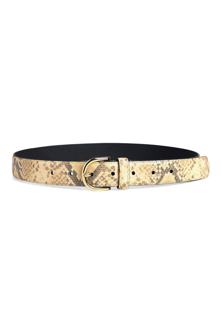 Fe Snakeskin Print Leather Belt, Main, color, NATURAL ROCCIA
