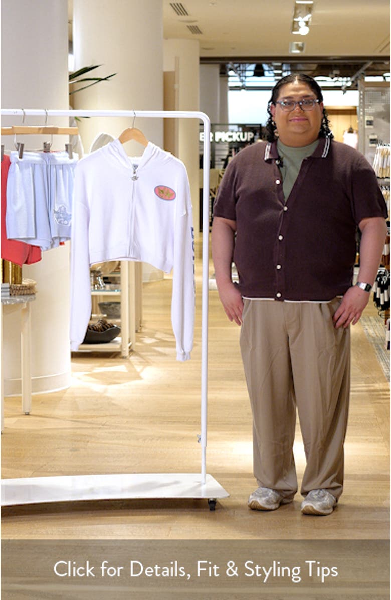 Alex Gotta Jet Crop Cotton Terry Graphic Zip Hoodie, sales video thumbnail