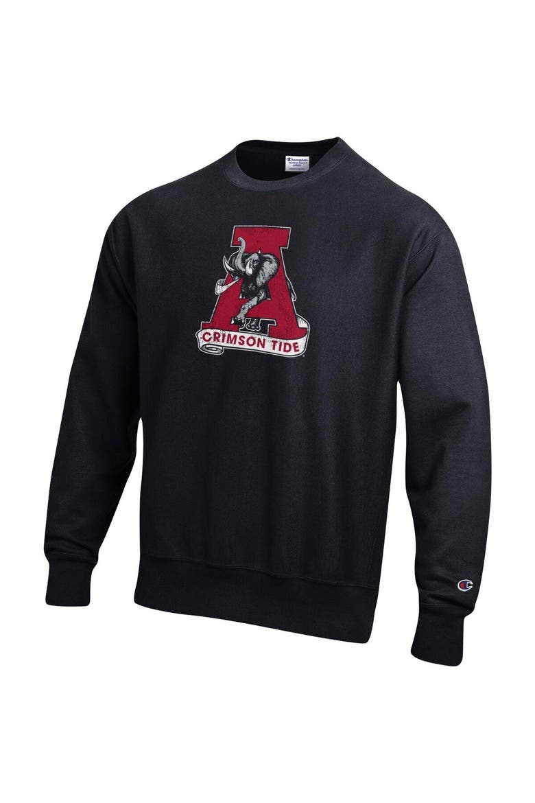 Men's Champion Black Alabama Crimson Tide Vault Logo Reverse Weave Pullover Sweatshirt, Alternate, color, Black