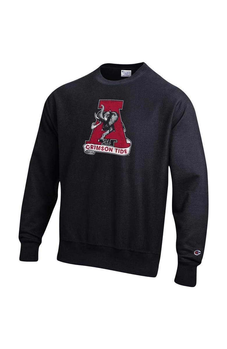 Champion Men's Champion Black Alabama Crimson Tide Vault Logo Reverse Weave Pullover Sweatshirt, Alternate, color,
