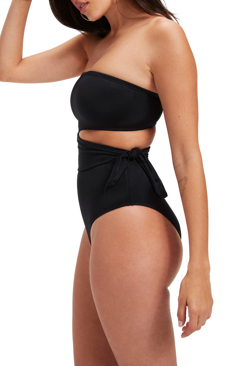 Good American Cutout One-Piece Swimsuit, Alternate, color, 