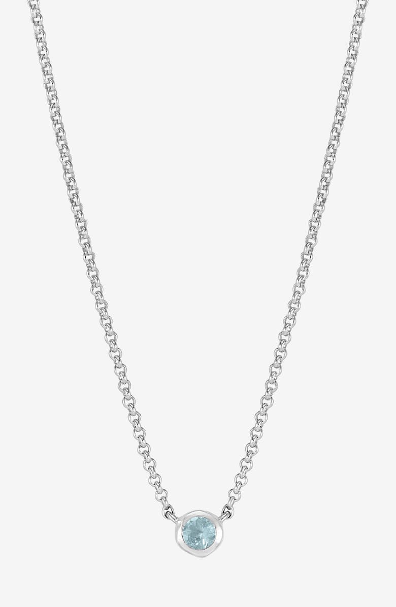 Dower & Hall Aquamarine Round Dewdrop Pendant, Main, color, Sterling Silver