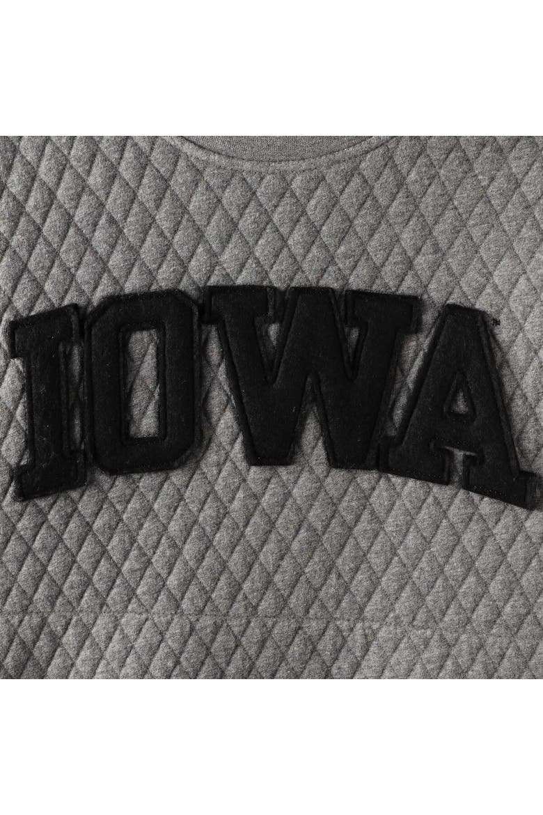 Women's Pressbox Heather Charcoal Iowa Hawkeyes Moose Quilted Pullover Sweatshirt, Alternate, color, Heather Gray