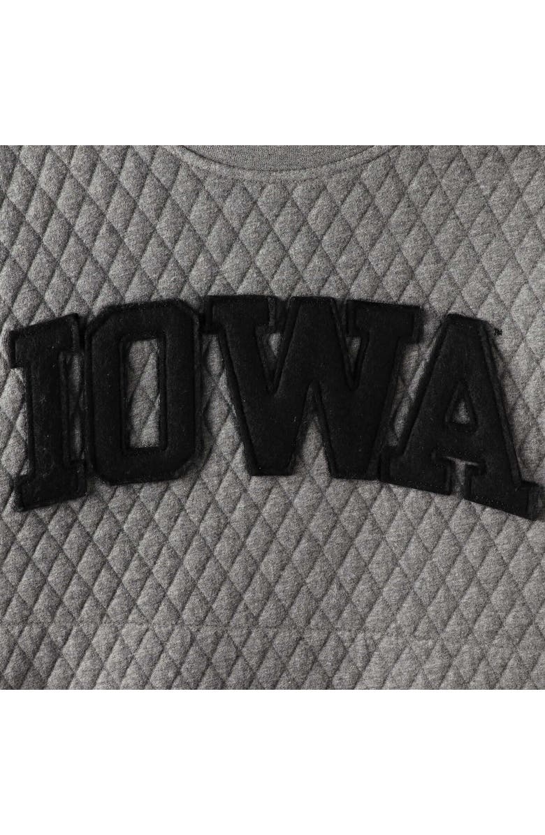 PRESSBOX Women's Pressbox Heather Charcoal Iowa Hawkeyes Moose Quilted Pullover Sweatshirt, Alternate, color, Heather Gray