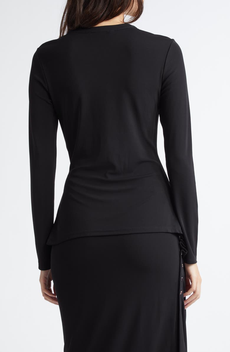 Rabanne Drapé Pression Long Sleeve Top, Alternate, color, Black