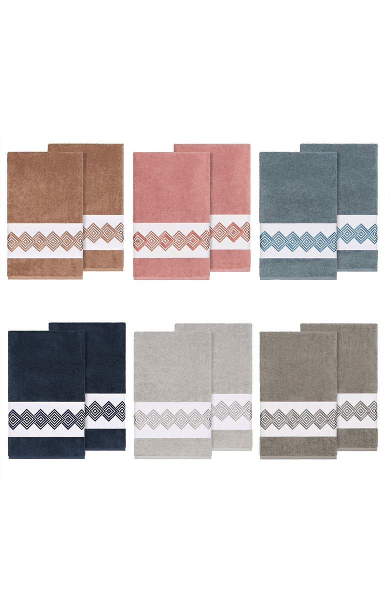 Linum Home Textiles Noah Embellished Bath Towel - Set of 2 - Dark Grey, Alternate, color, Dark Grey