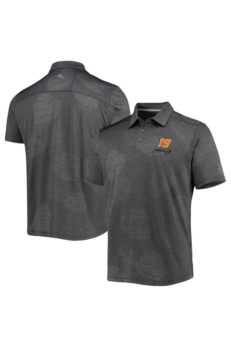 Men's Tommy Bahama Charcoal Martin Truex Jr Palm Coast Delray Frond IslandZone Polo, Alternate, color, Charcoal