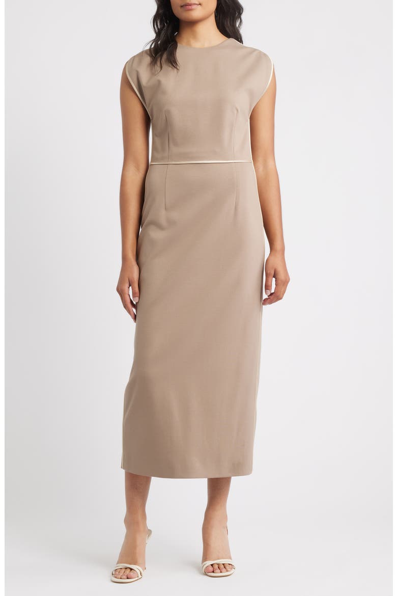 Detira Cap Sleeve Sheath Dress, Main, color, OPEN BRN