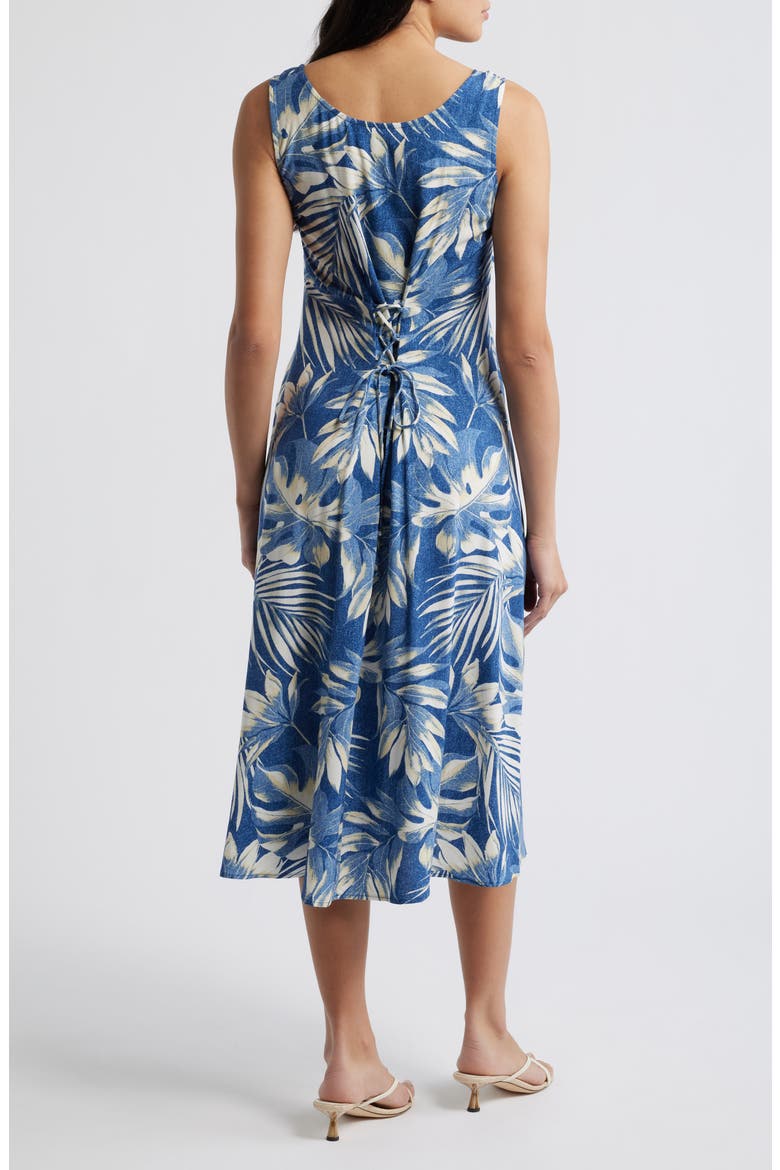 Lace Up Back Sleeveless Midi Dress, Alternate, color, DEMIN
