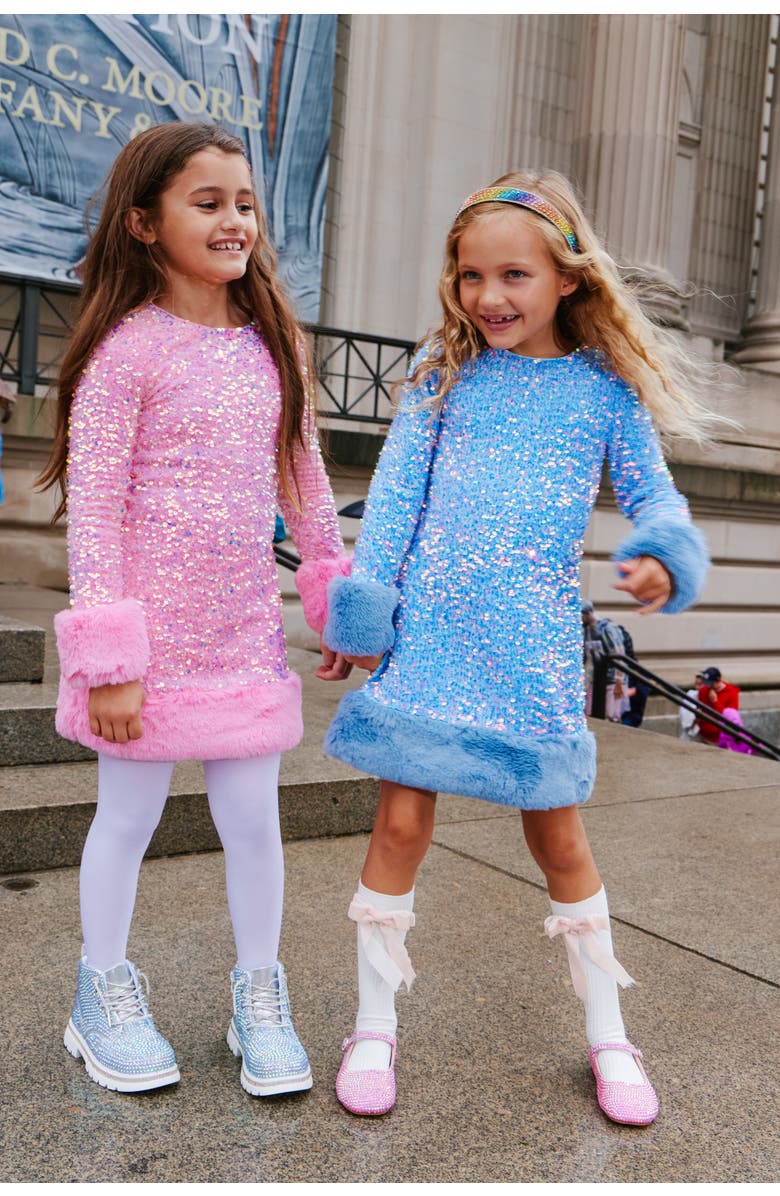 Lola + The Boys Celeste Shimmer Dress, Alternate, color, Blue