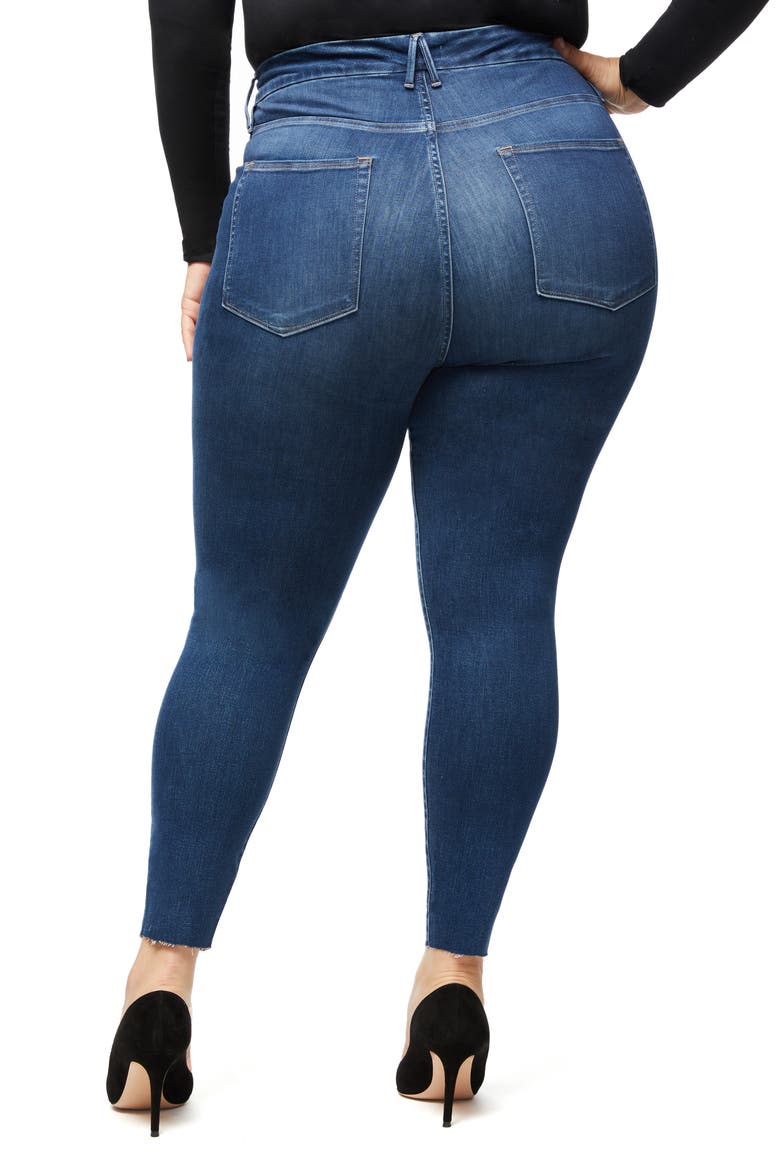Good Waist High Waist Raw Hem Ankle Skinny Jeans, Alternate, color, BLUE331