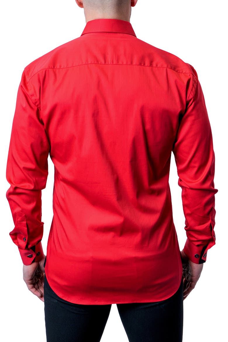 Fibonacci Grenadine Red Contemporary Fit Button-Up Shirt, Alternate, color, RED