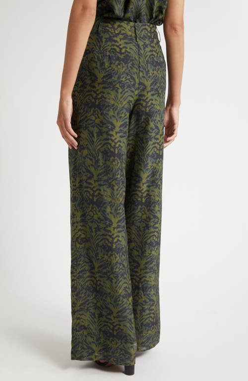 Ulla Johnson Charlie Print Wide Leg Pants In Green