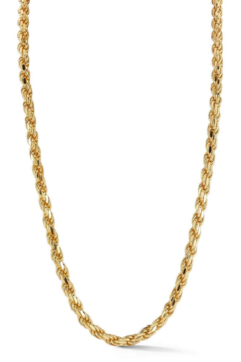 Men's 5mm Rope Chain Necklace, Main, color, GOLD