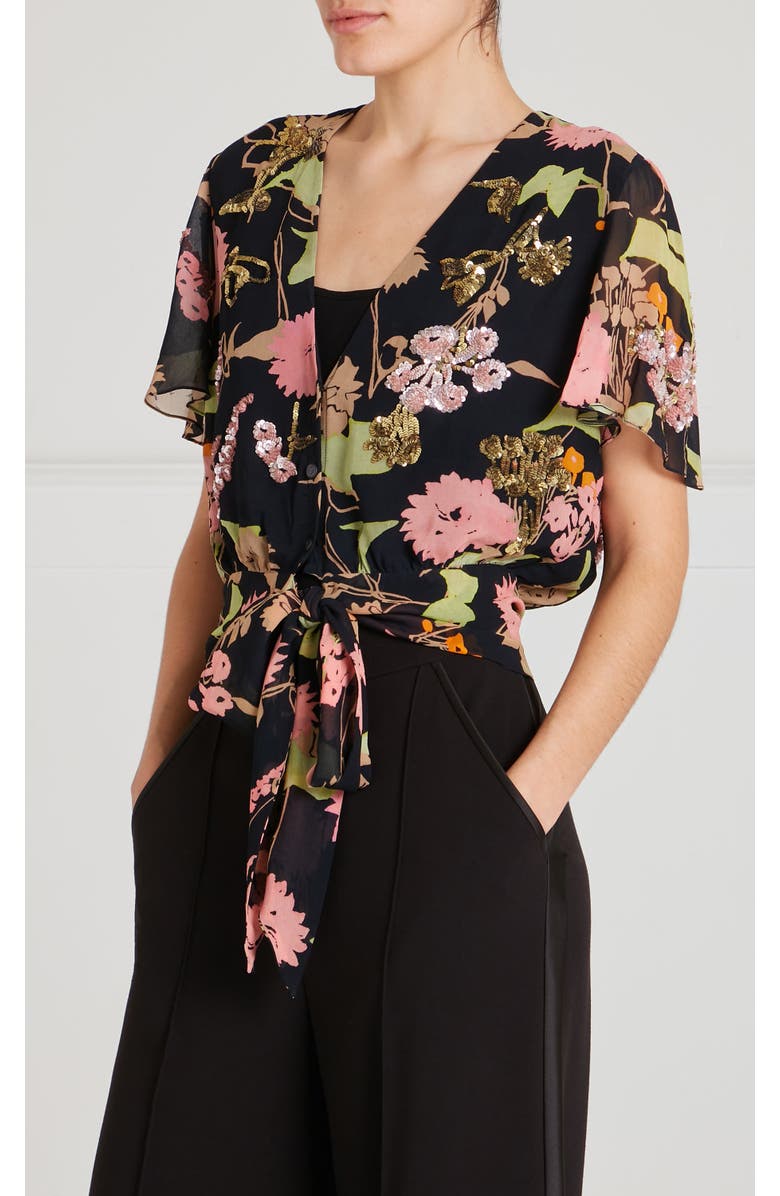 Temperley London Maisie Blouse, Alternate, color, Black Mix