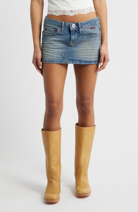 Low Rise Ultra Mini Denim Skirt