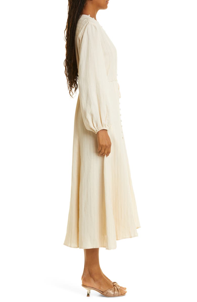 La Ligne Pinstripe Long Sleeve Midi Dress, Alternate, color, 