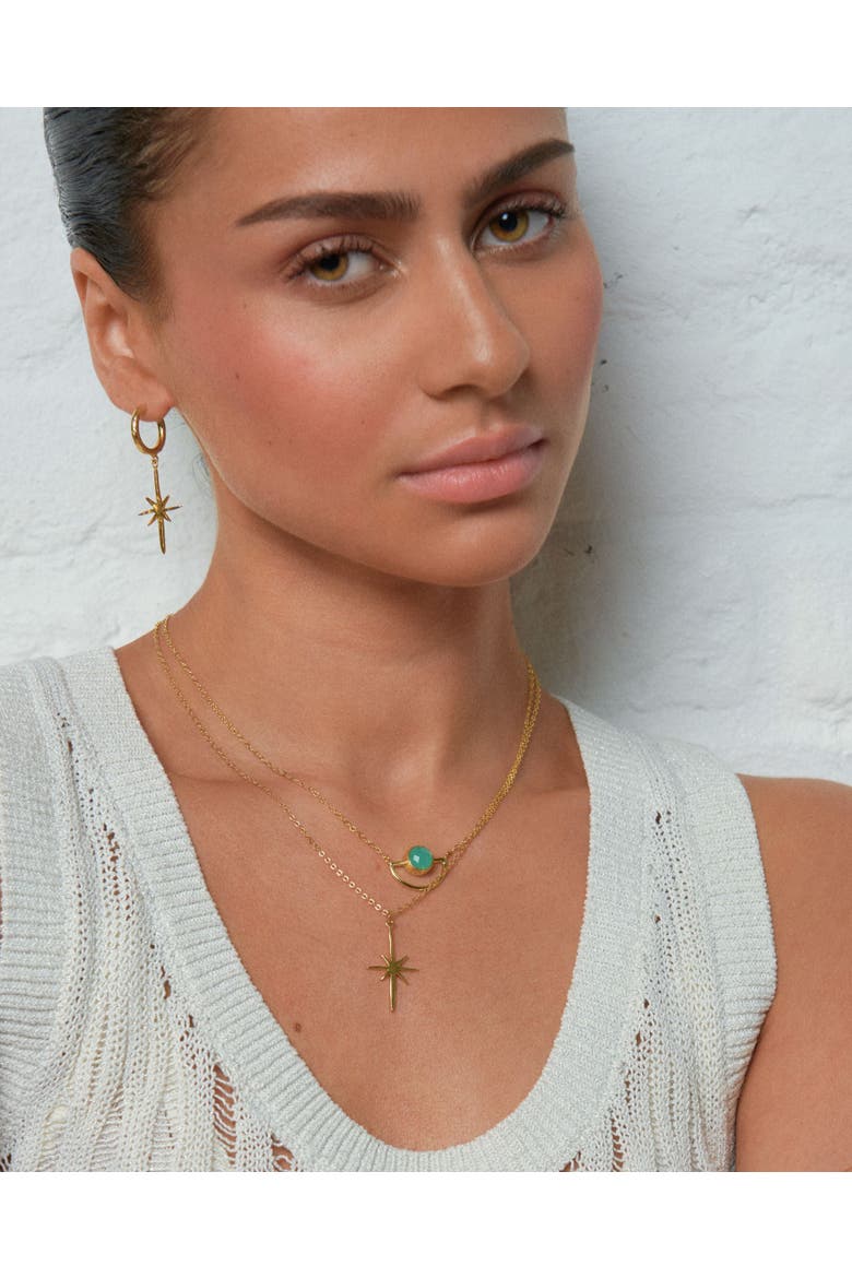 Northern Star Necklace, Alternate, color, Brass
