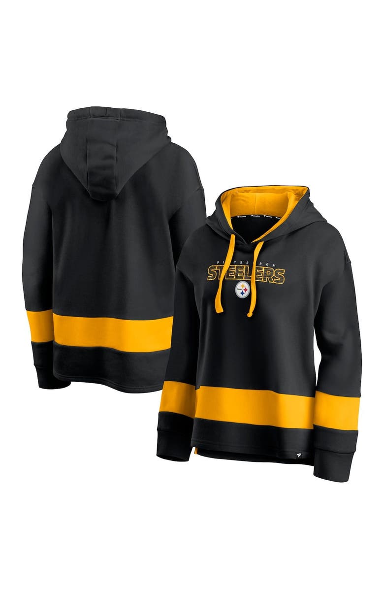 FANATICS Women's Fanatics Branded Black/Gold Pittsburgh Steelers Colors of Pride Colorblock Pullover Hoodie, Main, color, 
