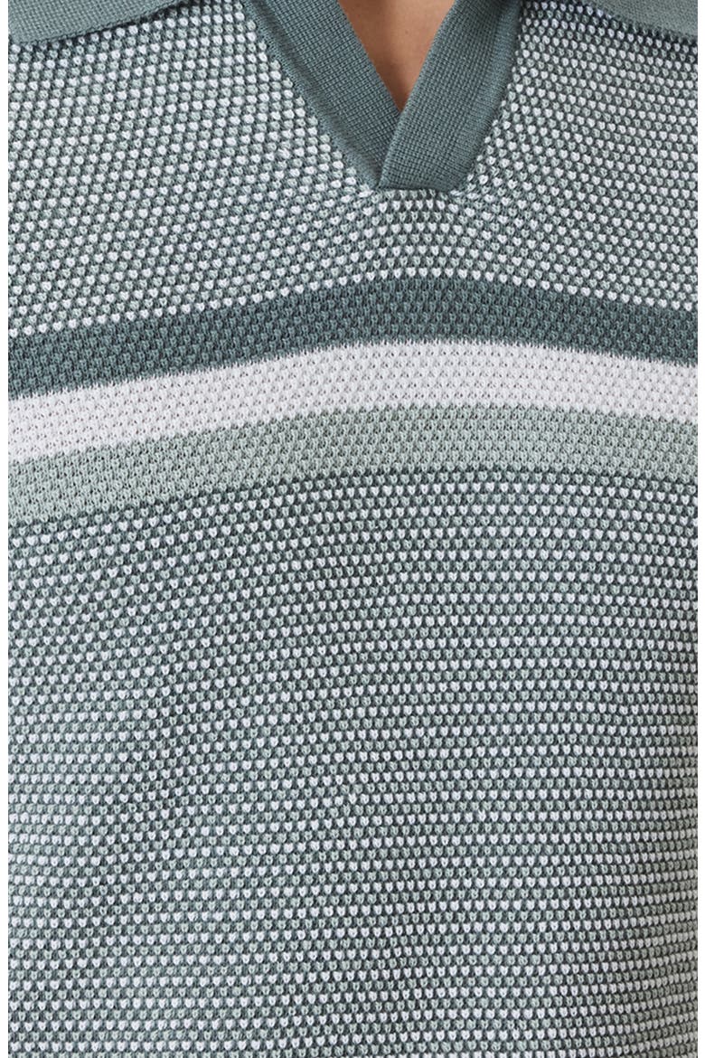 Rourke Placed Stripe Cotton Polo Sweater, Alternate, color, OLIVE DUST