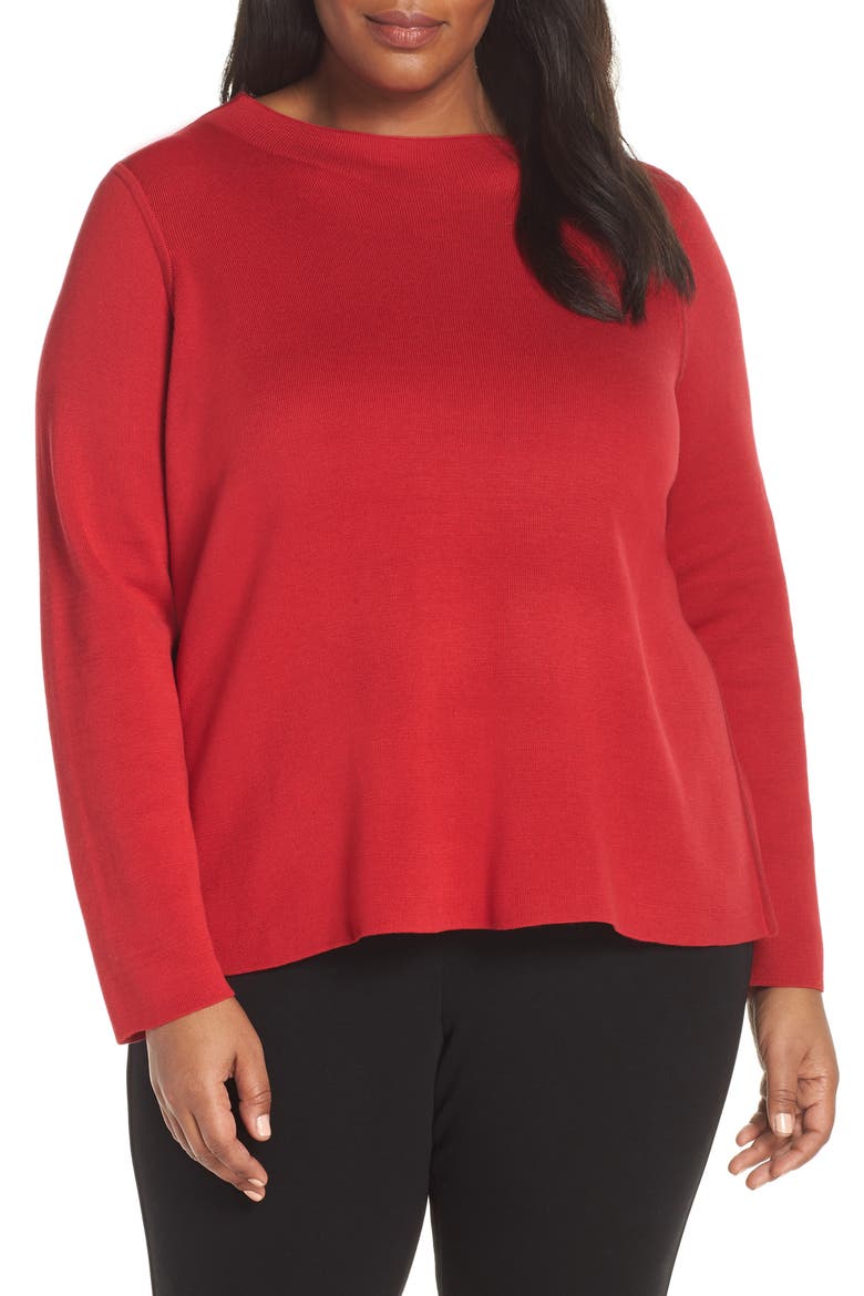 Reversible Silk Blend Sweater, Alternate, color, LACQUER