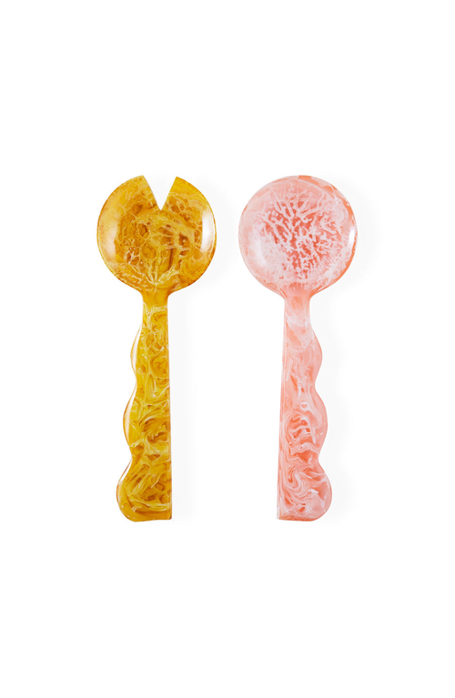 Jonathan Adler Mustique Ripple Salad Serving Set In Pink
