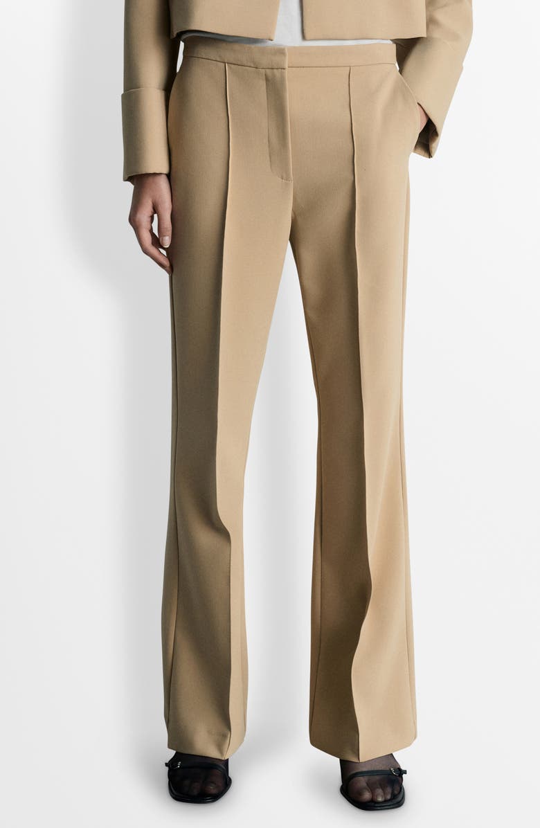 MANGO Stretch Flare Pants, Main, color, Medium Brown
