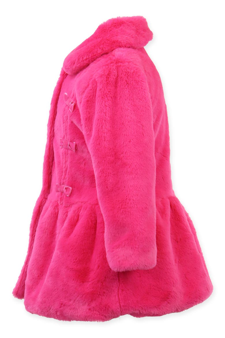 Faux Fur Bow Princess Coat, Alternate, color, HOT PINK PUFF